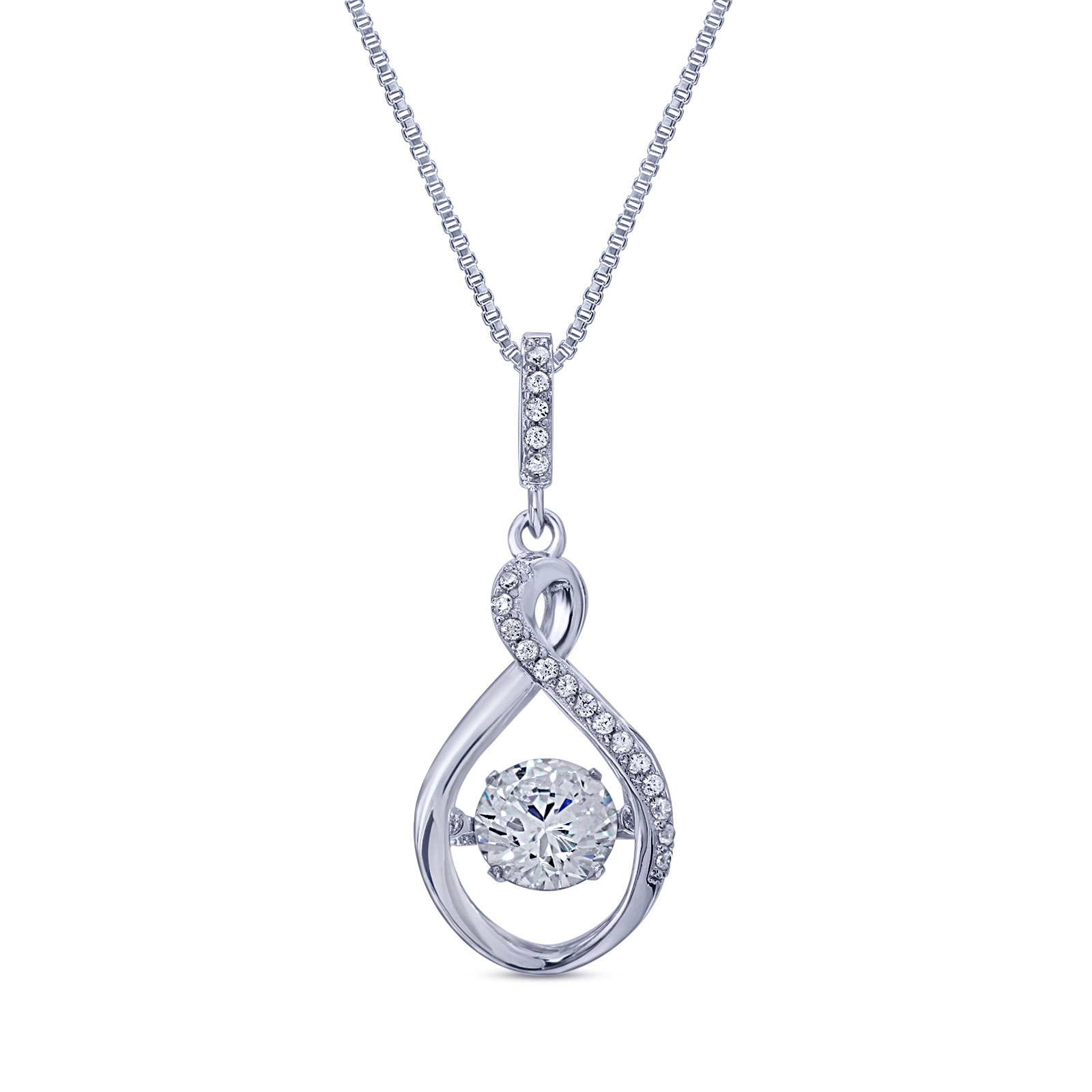Quality Necklaces Sterling Pendant Dancing Chain Stone | | | Box & 18\